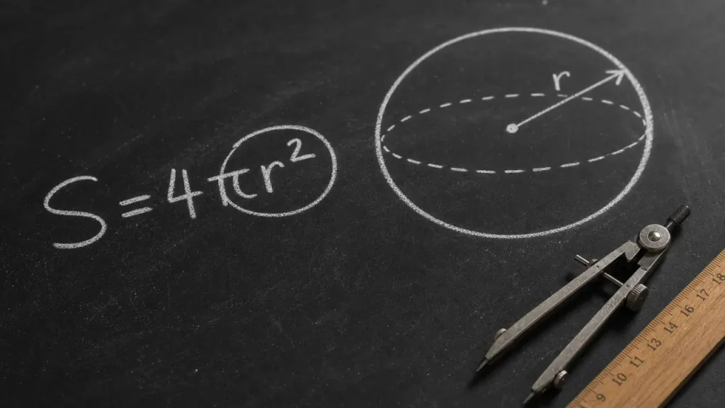 Surface sphere, formule S = 4πr²