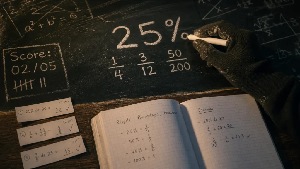 Automatismes maths : choisir le bon niveau, fractions et score