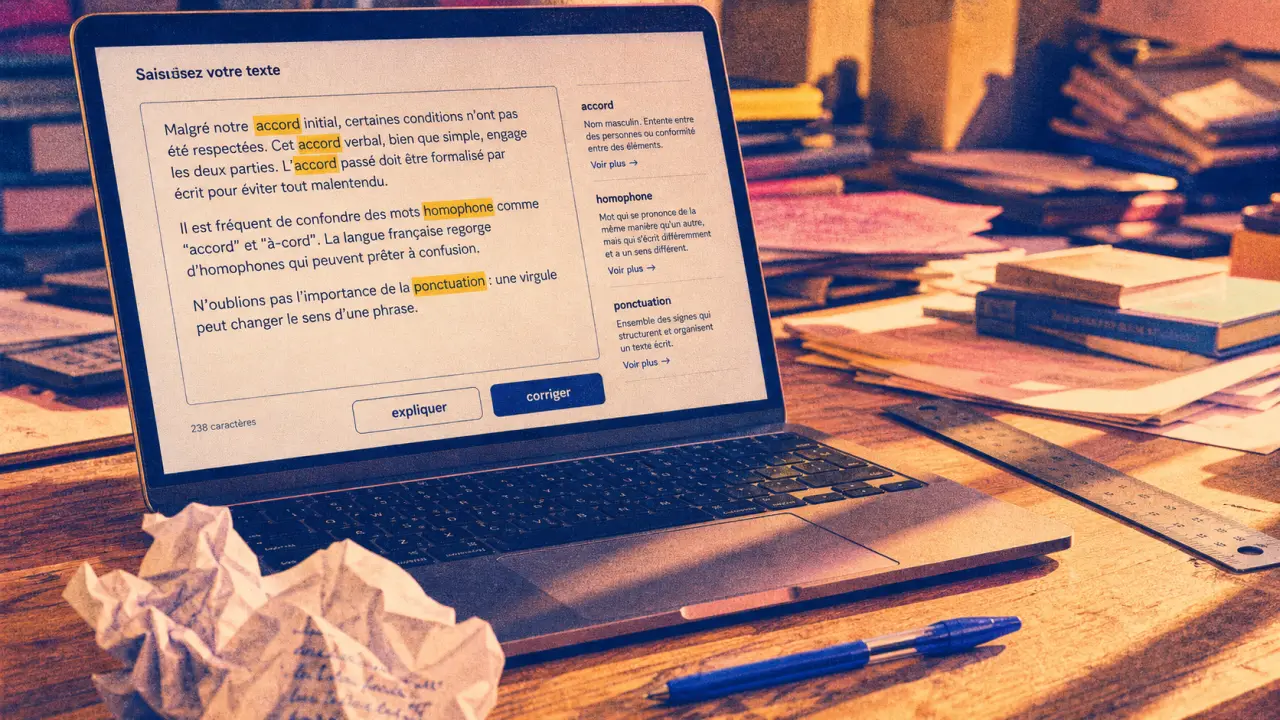 Correcteur francais en ligne : corrige orthographe, grammaire et homophones