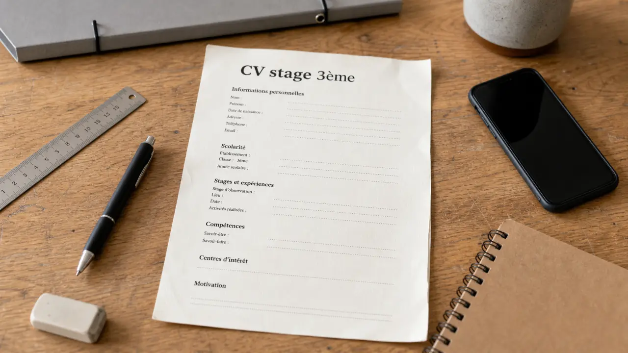 cv stage 3eme sur table, exemple de CV stage 3eme