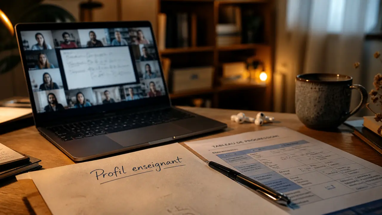 Donner des cours particuliers en ligne en visio : statut et revenus, profil enseignant sur ordinateur