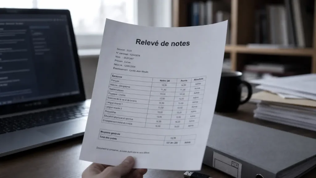 Relever de note bac : relevé de notes du bac indisponible