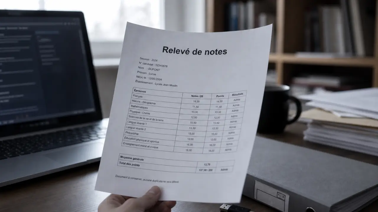 Relever de note bac : relevé de notes du bac indisponible