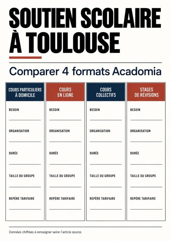 Acadomia Toulouse - soutien scolaire et cours particuliers : comparaison des formats d'accompagnement
