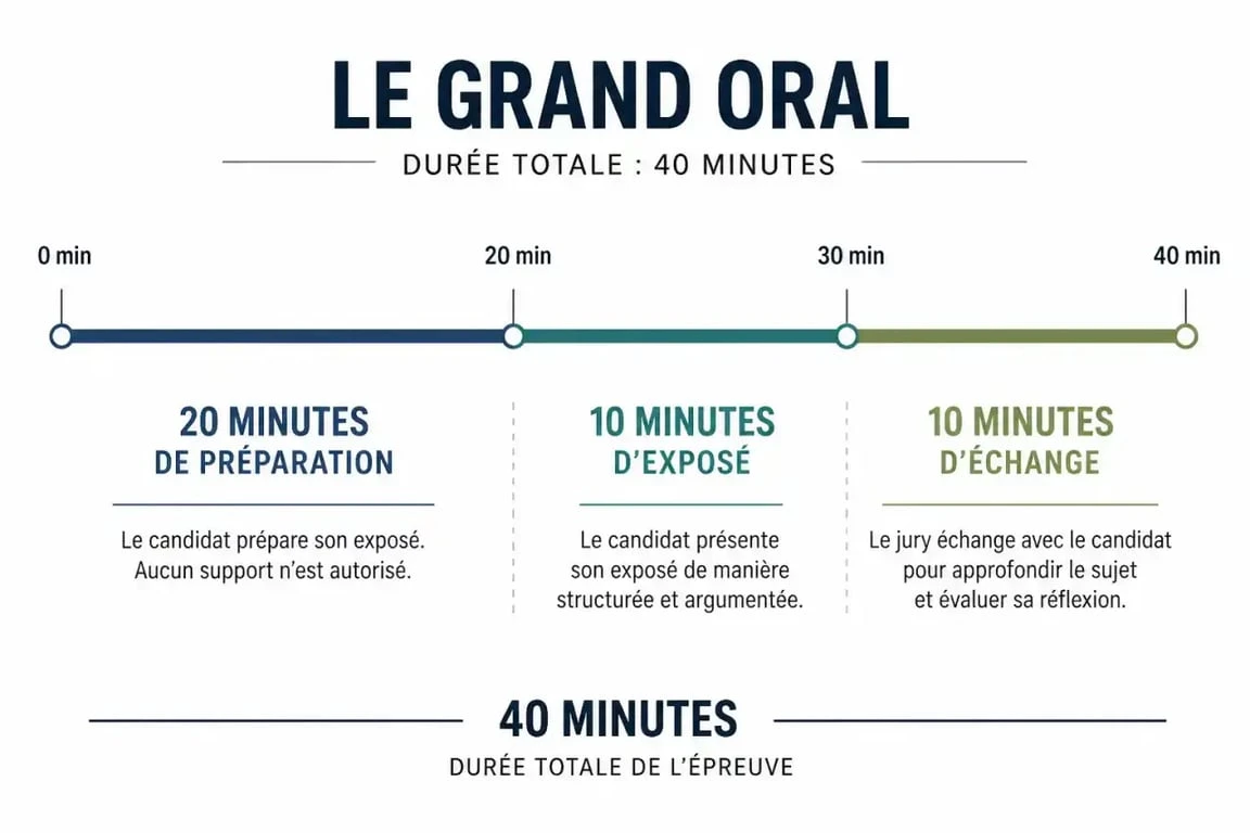 Schéma du minutage de l'épreuve du Grand oral
