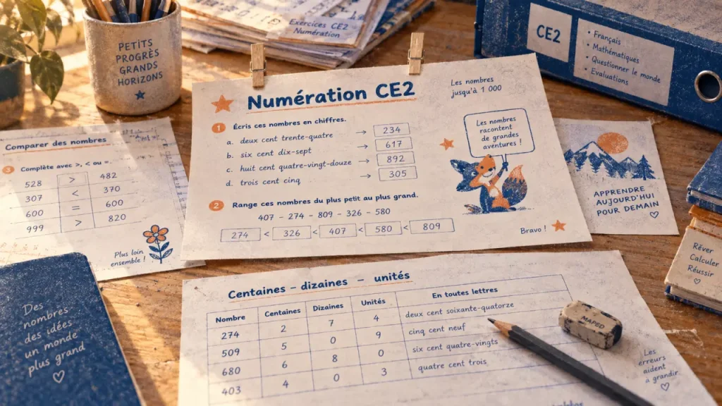 Fichier de numération CE2 : des fiches progressives jusqu’à 9 999 pour travailler en autonomie