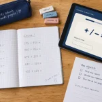 Jeux éducatifs CE1 : cahier quadrillé, calculs + tablette + - à imprimer