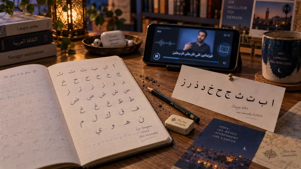 Cours d'arabe en ligne gratuit : alphabet arabe et premières phrases