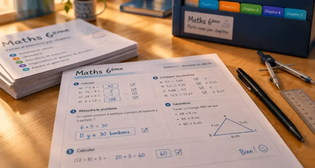 Exercices de maths 6ème à imprimer avec corrigé sur fiches